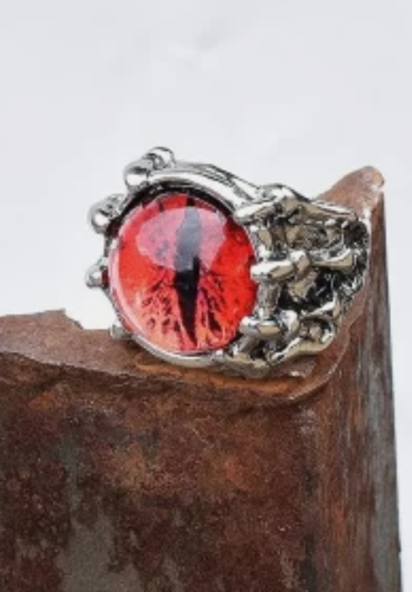 Red Dragon Eyes Stainless-Steel Ring
