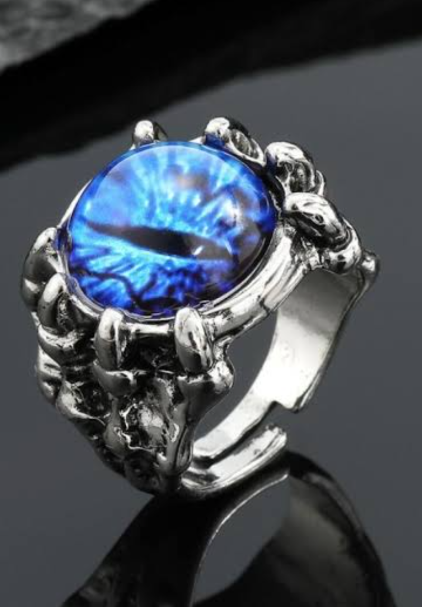 Blue Dragon Eyes Stainless-Steel Ring