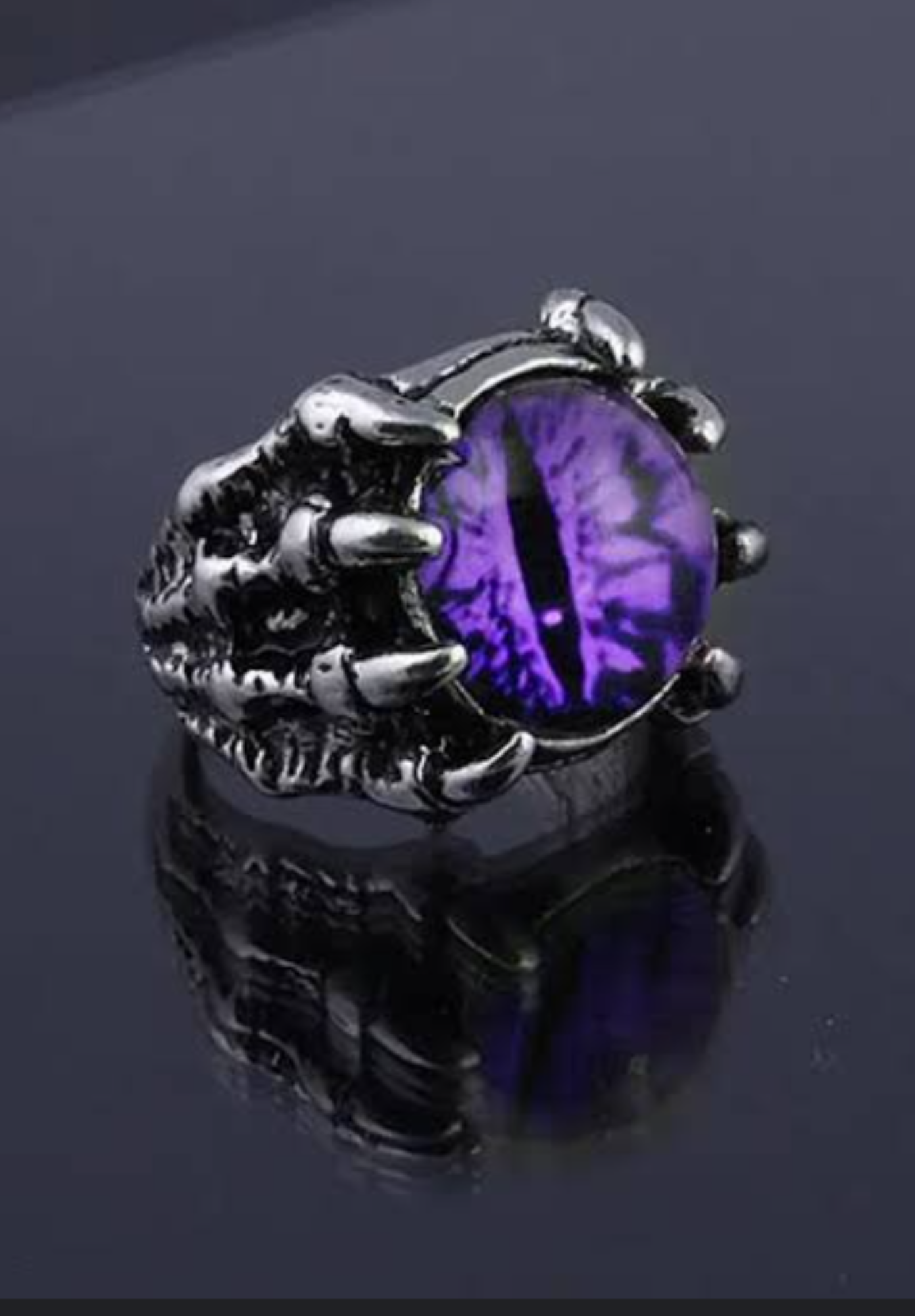 Purple Dragon Eyes Stainless-Steel Ring