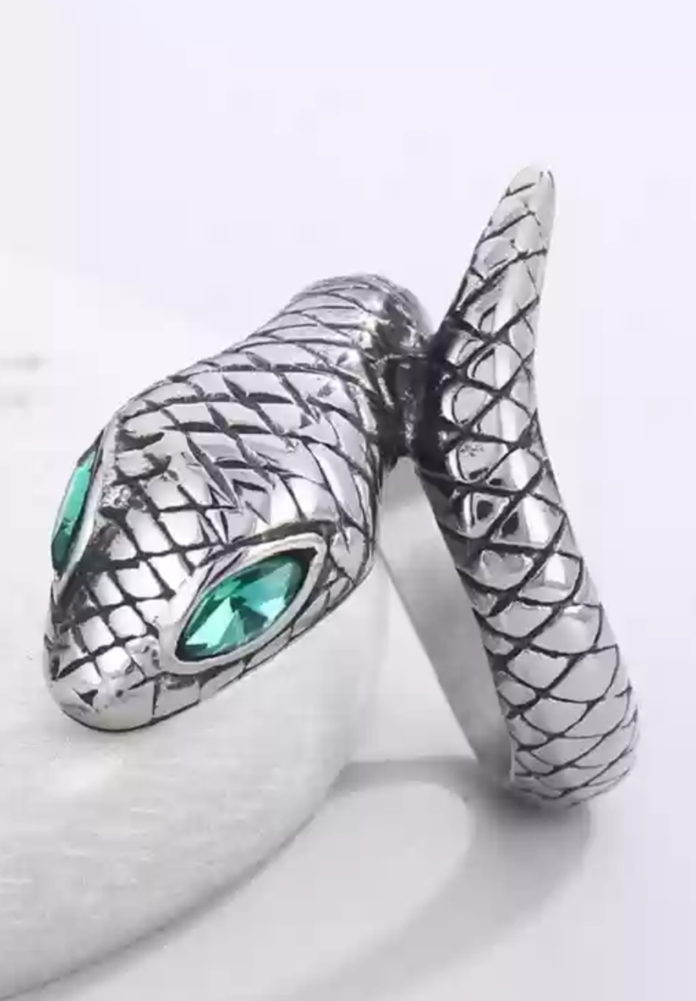 Green Eyed Snake Stainless-Steel Ring