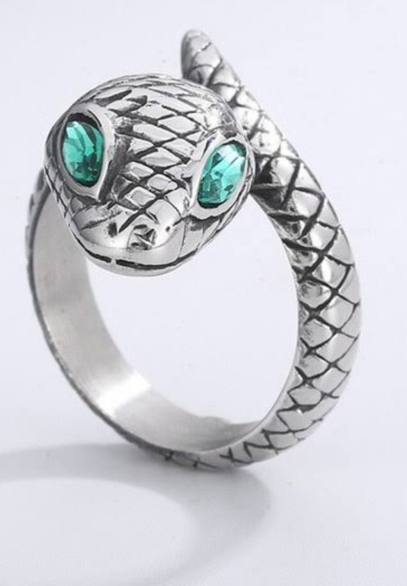 Green Eyed Snake Stainless-Steel Ring