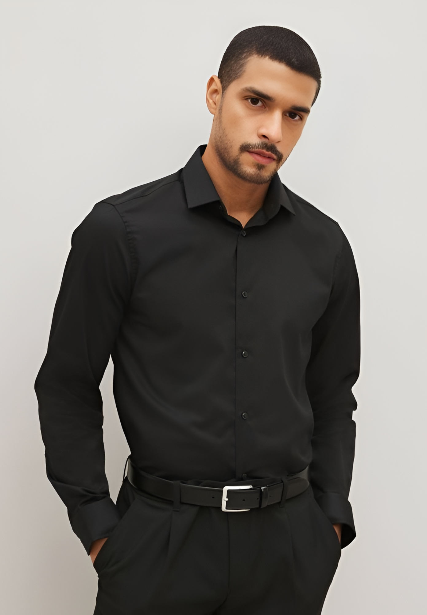 Black Solid Full Sleeve Shirt