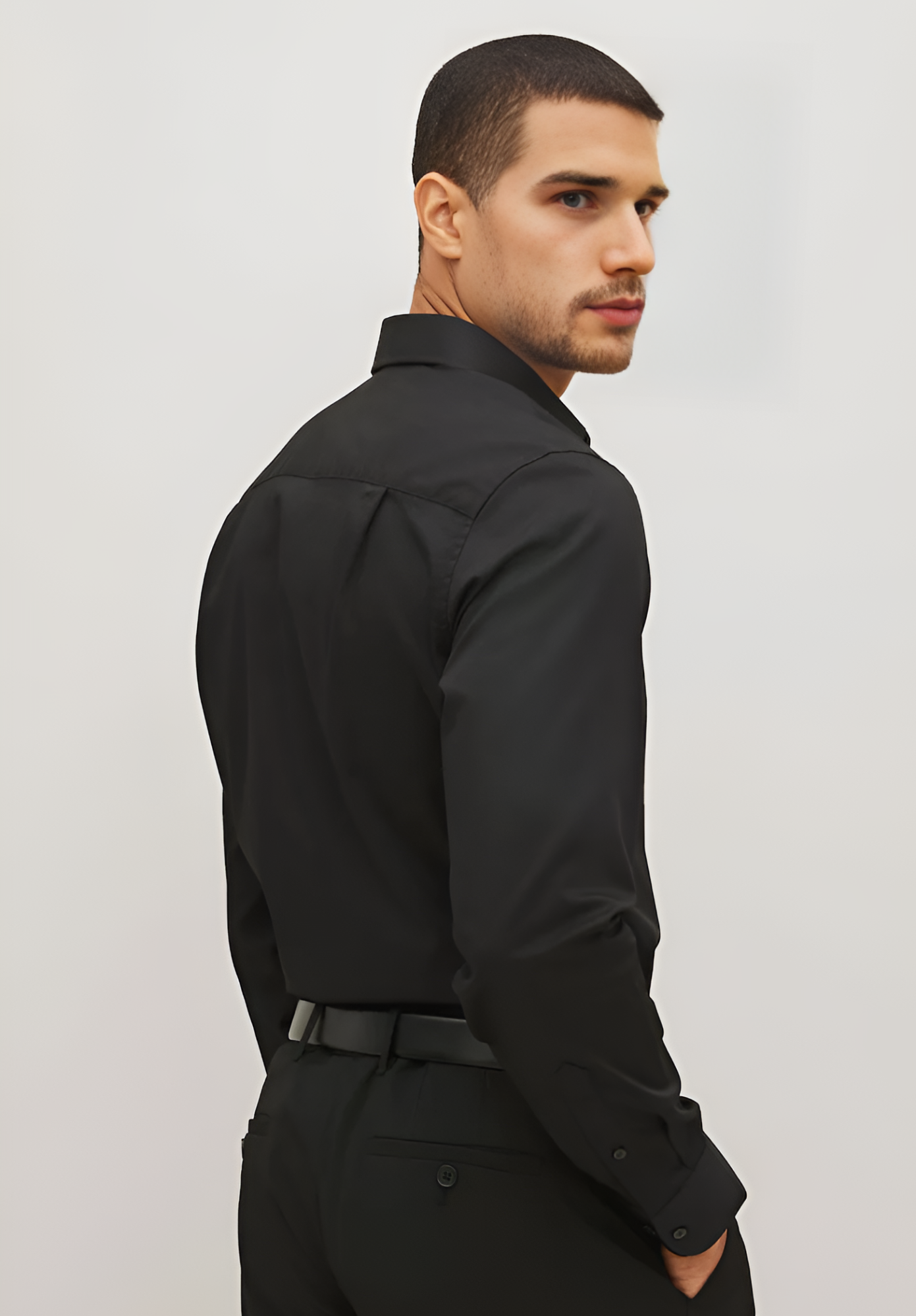 Black Solid Full Sleeve Shirt