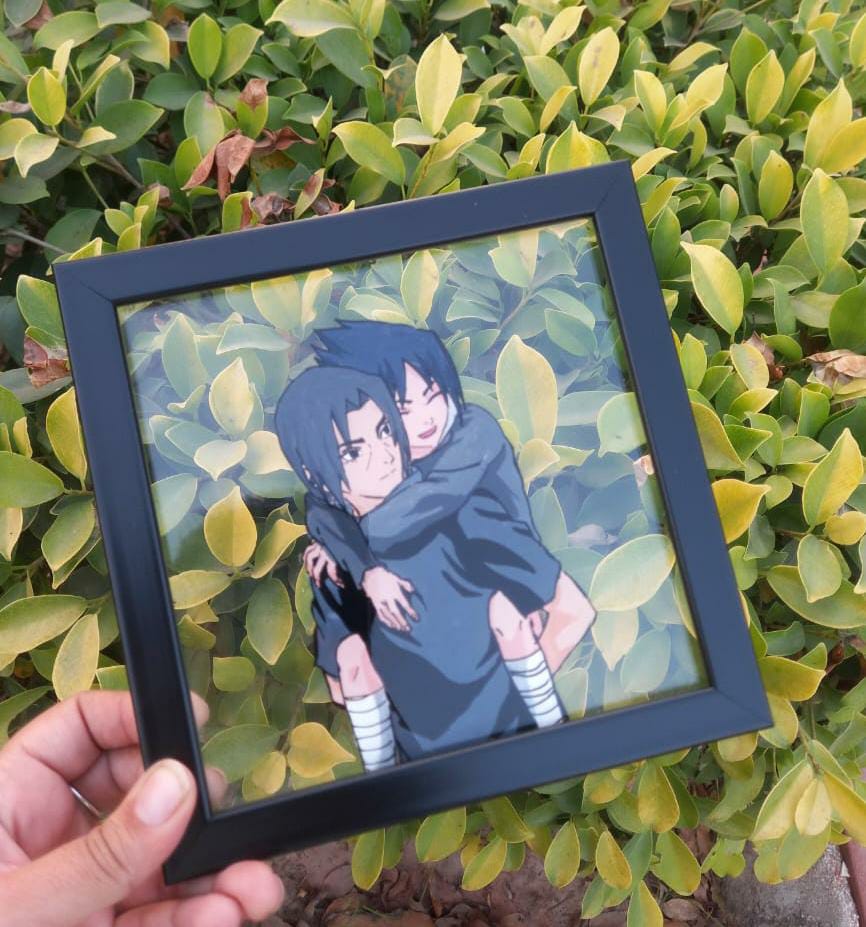 Uchiha Brothers Glass Painting with Frame