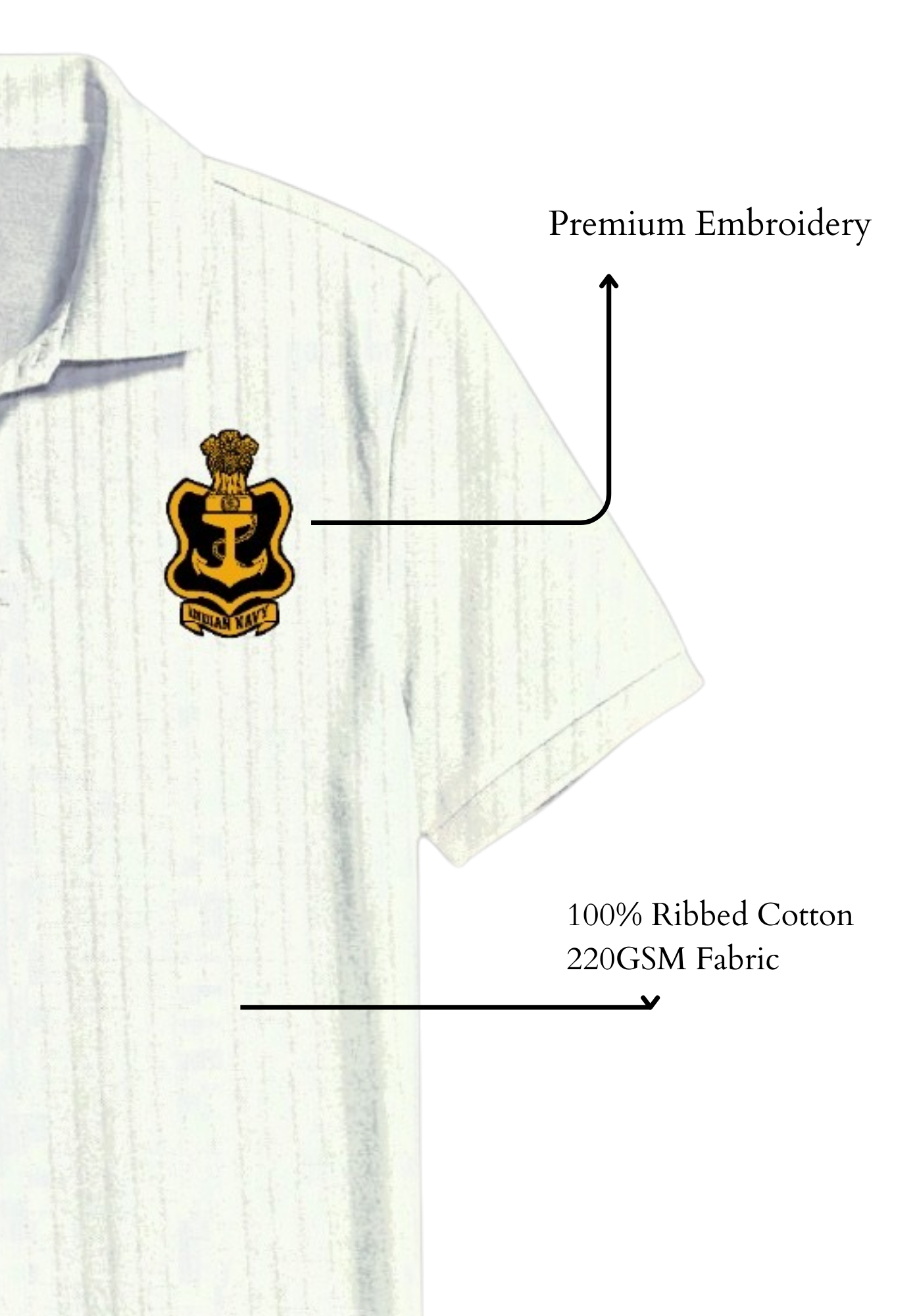 Indian Navy Embroidery Polo T-shirt