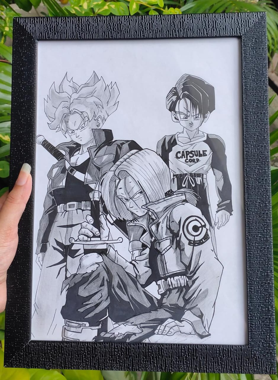 Future Trunks Pencil Sketch with Frame